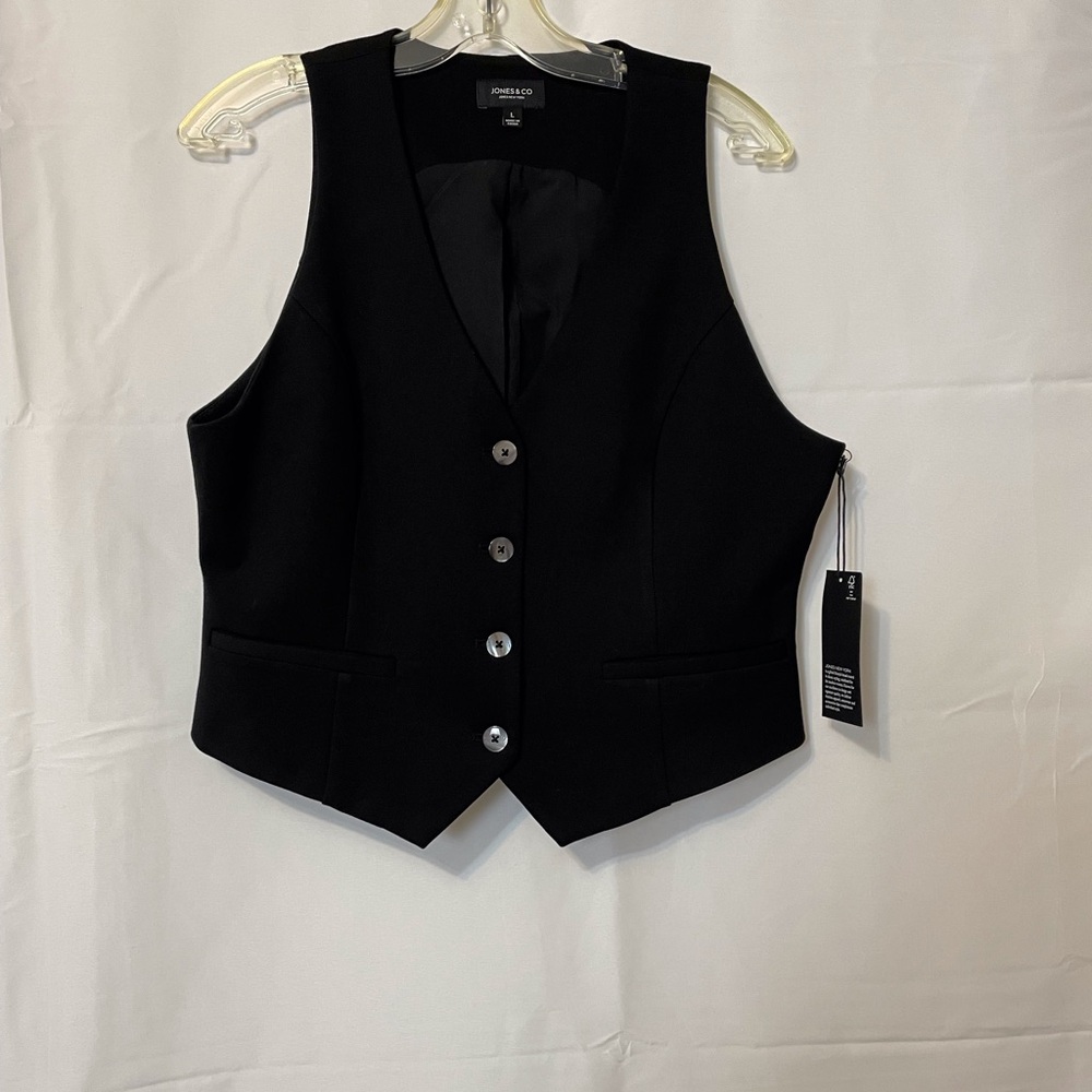 Women’s Jones & Co. Button-Up Vest Black Women’s Large